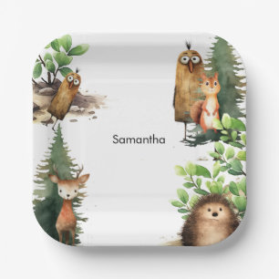 Woodland Animal Baby Shower Paper Plates