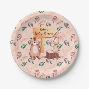Woodland animal baby shower plates, Shower decor Paper Plates