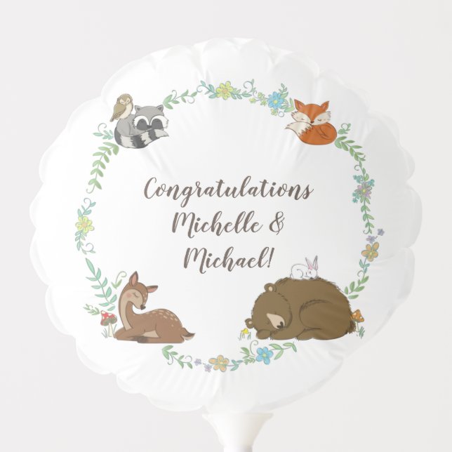 Woodland Animal Baby Shower Spring Balloon (Front)