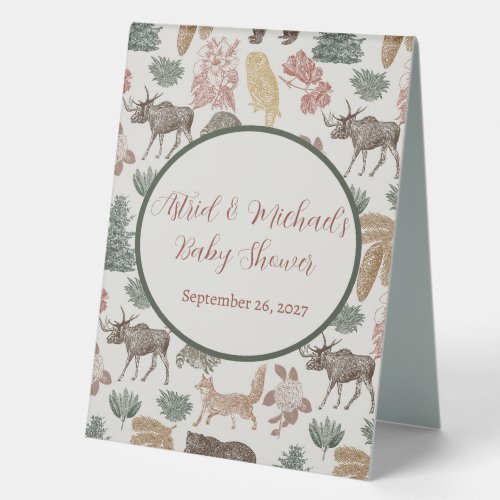Woodland Animal Baby Shower  Table Tent Sign