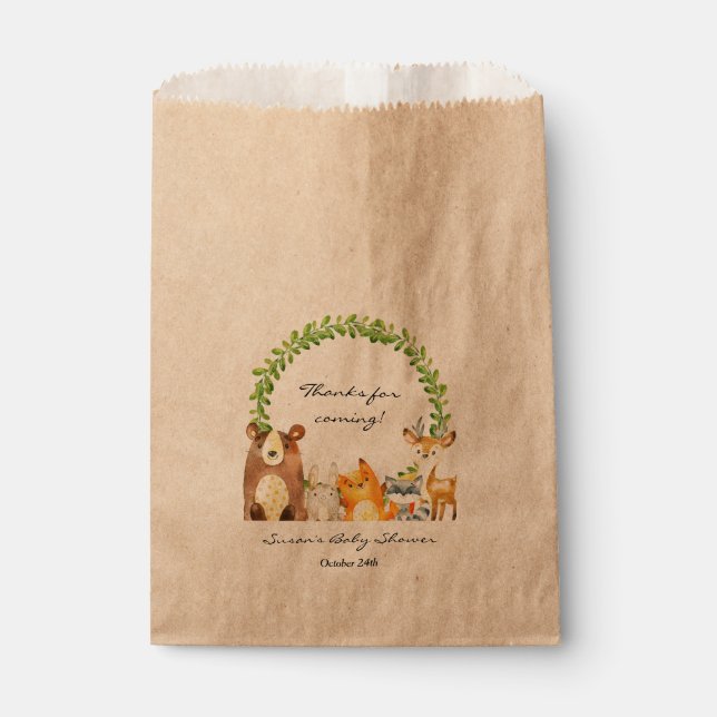 Woodland Animal Baby Shower Treat Favor Bag (Front)