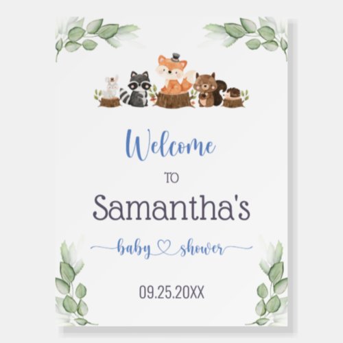 Woodland Animal Baby Shower Welcome Foam Board