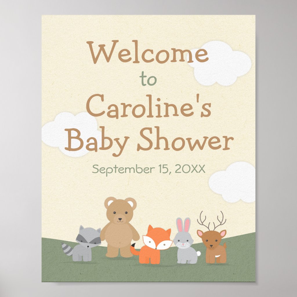 Woodland Animal Baby Shower Welcome Poster