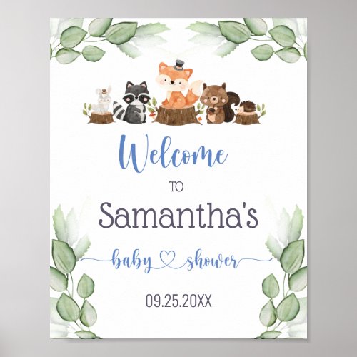 Woodland Animal Baby Shower Welcome Poster