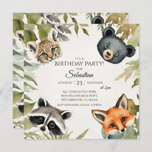 Woodland Animal Birthday Party Invitation