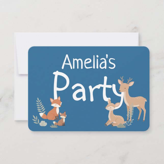  Woodland Animal Birthday Party Invitation (Front)