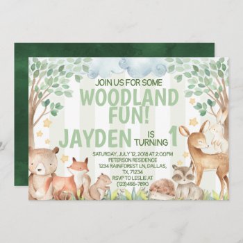Woodland Animal Birthday Party Invitation Invite by PerfectPrintableCo at Zazzle