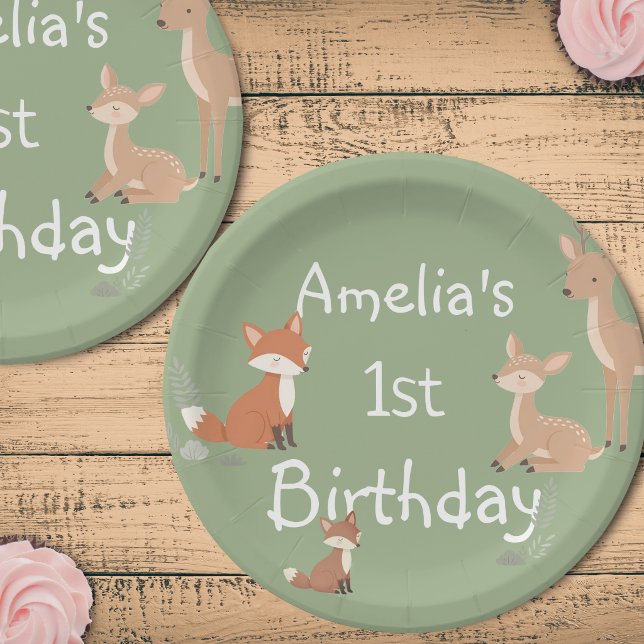  Woodland Animal Birthday Party  Paper Plates (Creator Uploaded)