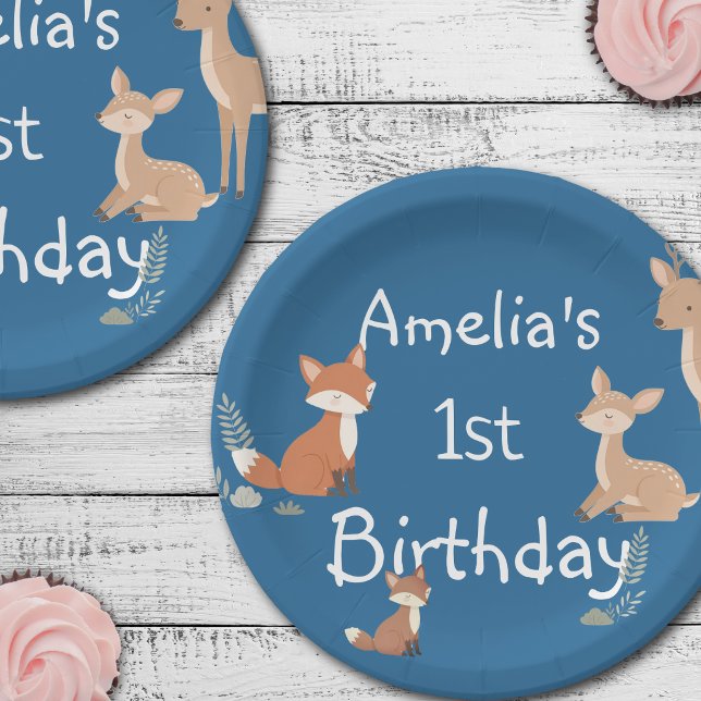  Woodland Animal Birthday Party  Paper Plates (Creator Uploaded)