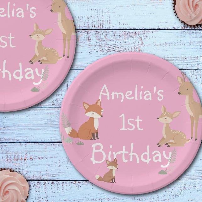  Woodland Animal Birthday Party  Paper Plates (Creator Uploaded)