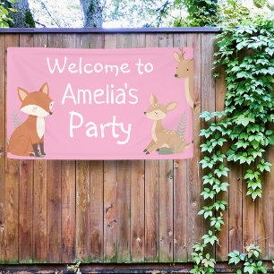  Woodland Animal Birthday Party Welcome Banner