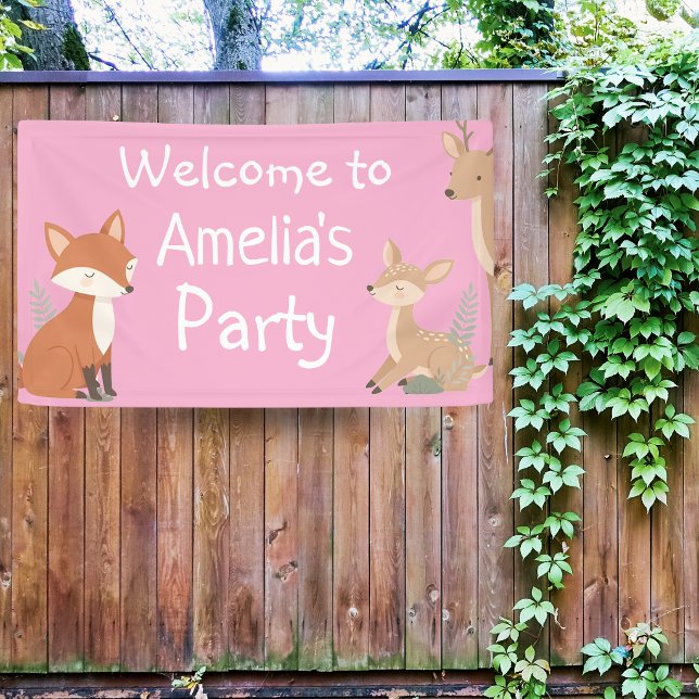  Woodland Animal Birthday Party Welcome Banner (Creator Uploaded)