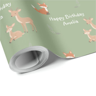 Woodland Animal Birthday Personalized Wrapping Paper