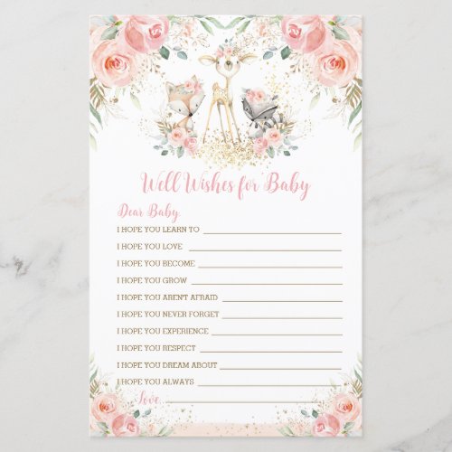 Woodland Animal Blush Floral Well Wishes for Baby 