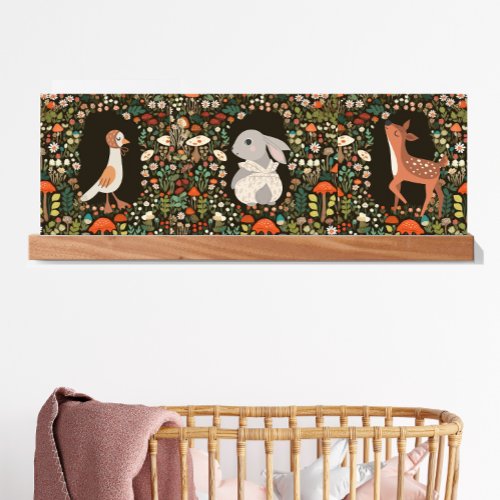 Woodland Animal Boho Floral Triptych  Poster