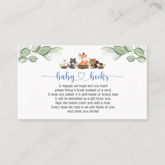 Woodland Animal Books for Baby Card (Front)