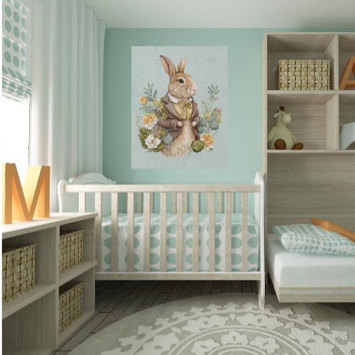 Woodland Animal Bunny Rabbit Nursery Faux Canvas Print