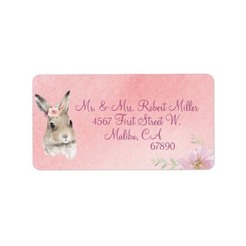 Woodland Animal Bunny Watercolor Address Label