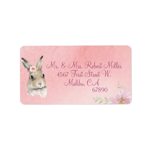 Woodland Animal Bunny Watercolor Address Label (Front)