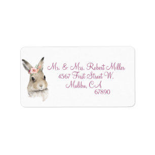 Woodland Animal Bunny Watercolor Address Label
