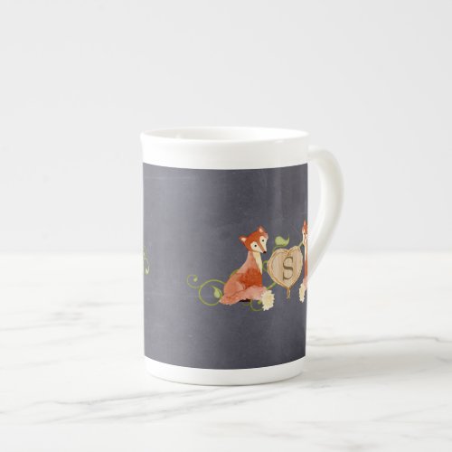 Woodland Animal Creatures Fox n Vines Newborn Bone China Mug