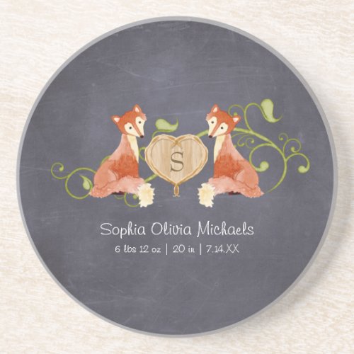 Woodland Animal Creatures Fox n Vines Newborn Coaster