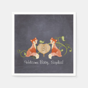 Woodland Animal Creatures, Fox n Vines Newborn Napkins