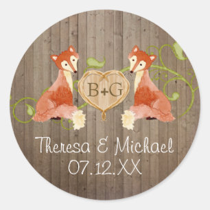 Woodland Animal Creatures, Fox n Vines Weddings Classic Round Sticker