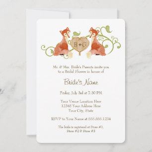 Woodland Animal Creatures, Fox n Vines Weddings Invitation