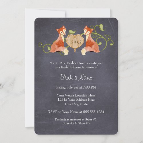 Woodland Animal Creatures Fox n Vines Weddings Invitation