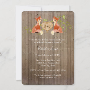 Woodland Animal Creatures, Fox n Vines Weddings Invitation