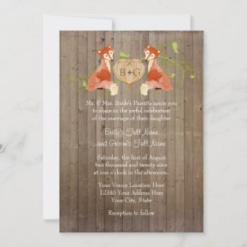 Woodland Animal Creatures  Fox N Vines Weddings Invitation by ModernStylePaperie at Zazzle