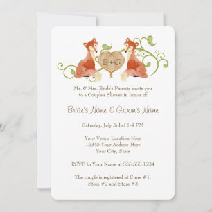 Woodland Animal Creatures, Fox n Vines Weddings Invitation