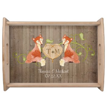 Woodland Animal Creatures  Fox N Vines Weddings Serving Tray by ModernStylePaperie at Zazzle