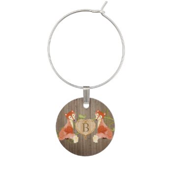 Woodland Animal Creatures  Fox N Vines Weddings Wine Glass Charm by ModernStylePaperie at Zazzle