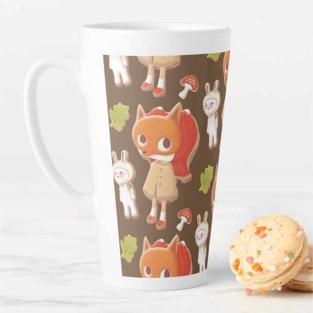 Woodland animal decorated cookies latte mug (In Situ)