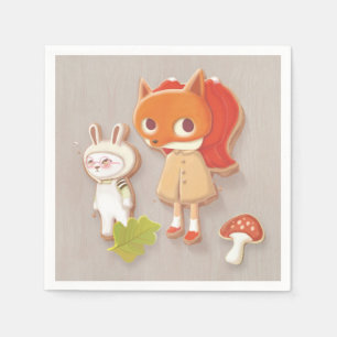Woodland animal decorated cookies napkins