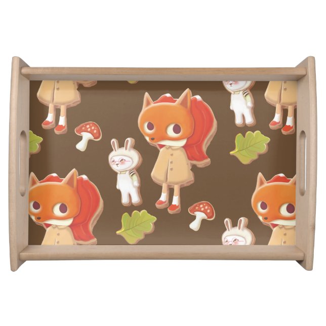Woodland animal decorated cookies serving tray (Front)