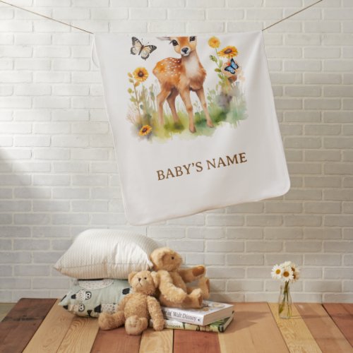 Woodland Animal Deer Baby Shower Baby Blanket