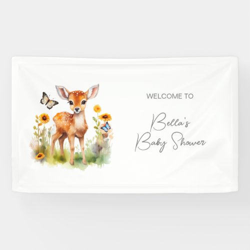 Woodland Animal Deer Baby Shower Banner