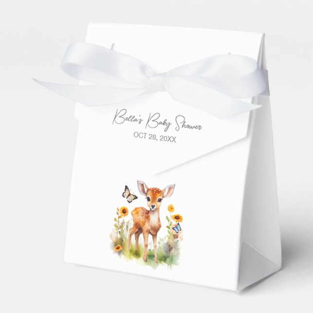 Woodland Animal Deer Baby Shower Favor Boxes (Front Side)