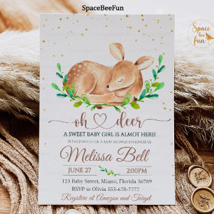 Woodland animal Deer Baby Shower Invitation
