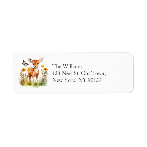 Woodland Animal Deer Baby Shower Label