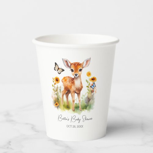 Woodland Animal Deer Baby Shower Paper Cups