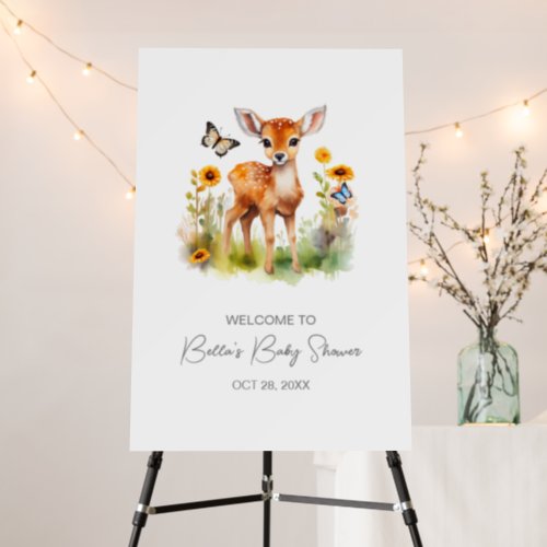Woodland Animal Deer Baby Shower Party Sign