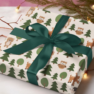Woodland Animal Deer Bear Owl Wapping Paper