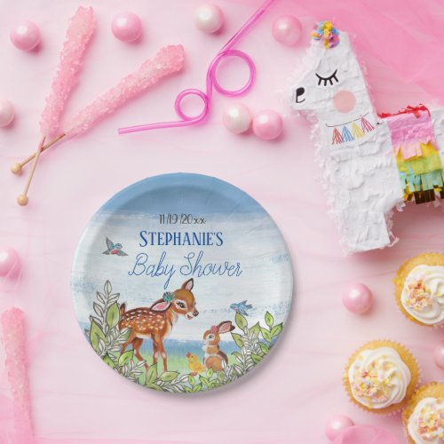 Woodland Animal Deer Bunny Duck Cute Baby Shower Paper Plates