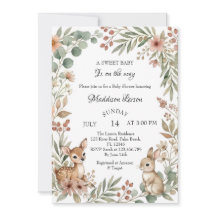 Woodland Animal Deer Rabbit Sage Green Baby Shower