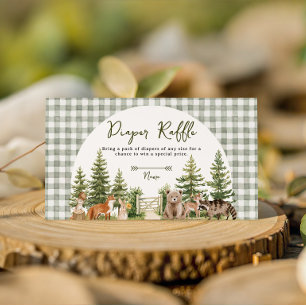 Woodland Animal Diaper Raffle Baby Shower Enclosure Card