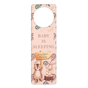 Woodland Animal Door Hanger, baby is sleeeping Door Hanger